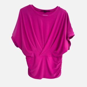Cynthia Steffe Bright Fuschia Ruched Dolman Short Sleeve Womens Top Size Small